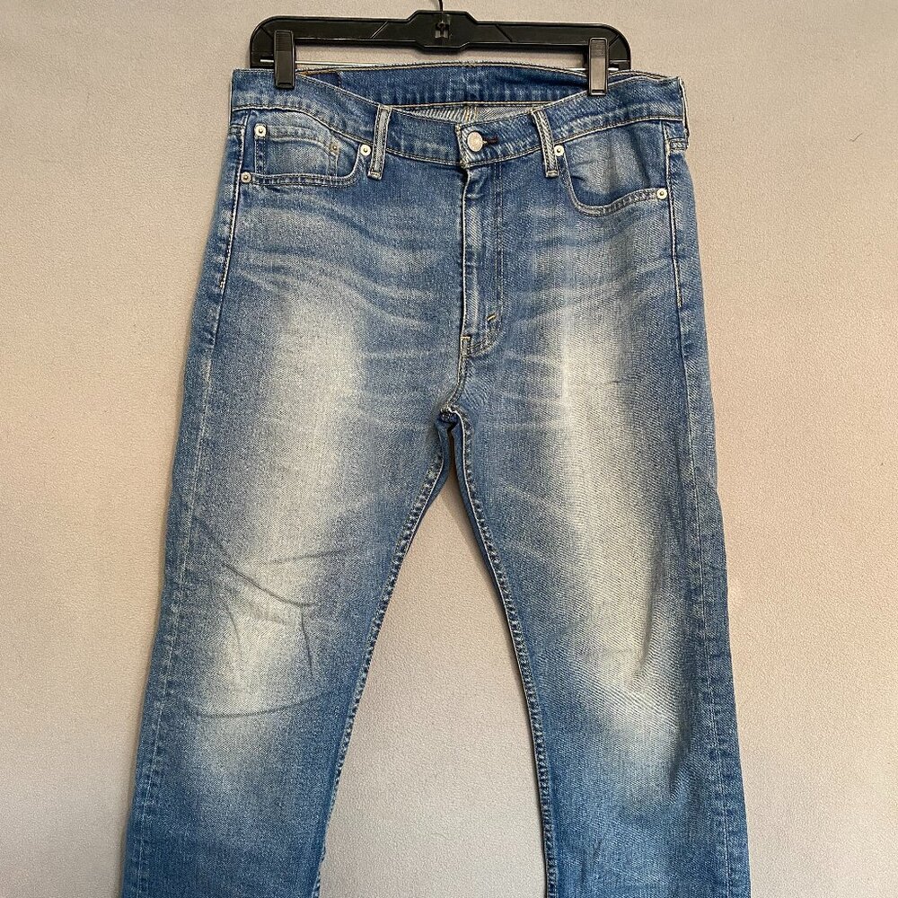 Levi’s 513 Slim Straight Jeans Mens 33x30 Medium Wash Distressed Faded Denim